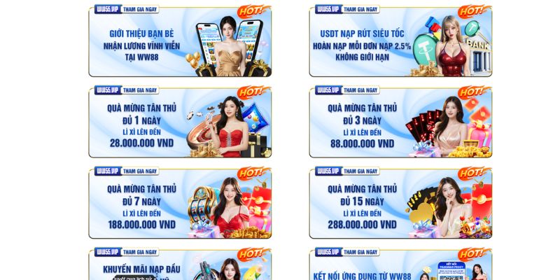 Nhà cái WW88 tung nhiều ưu đãi hấp dẫn cho hội viên